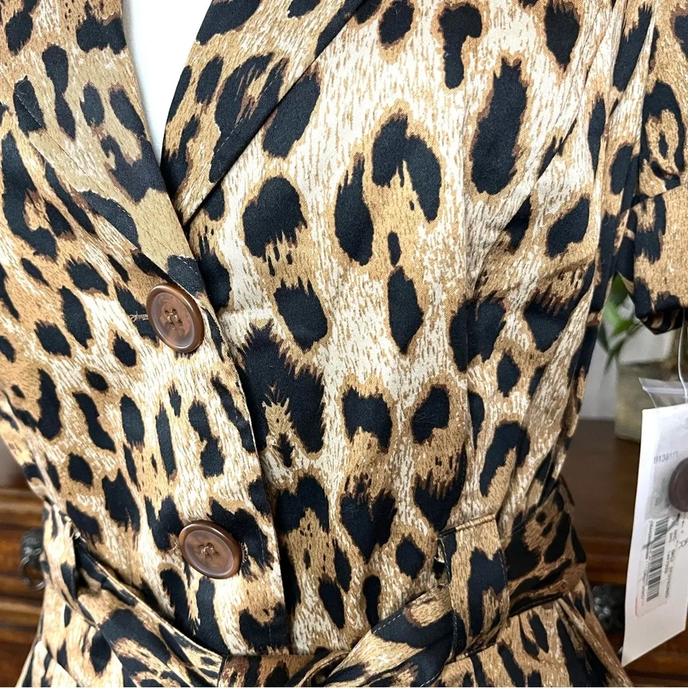 NWT Brown/Black Leopard Print Tie-Waist Top - Picture 5 of 9